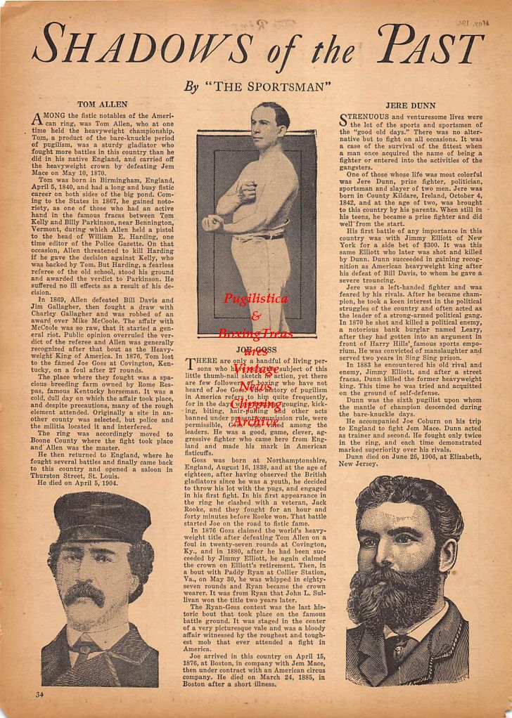 Boxing News Clipping #211 - Tom Allen, Joe Goss, Jere Dunn