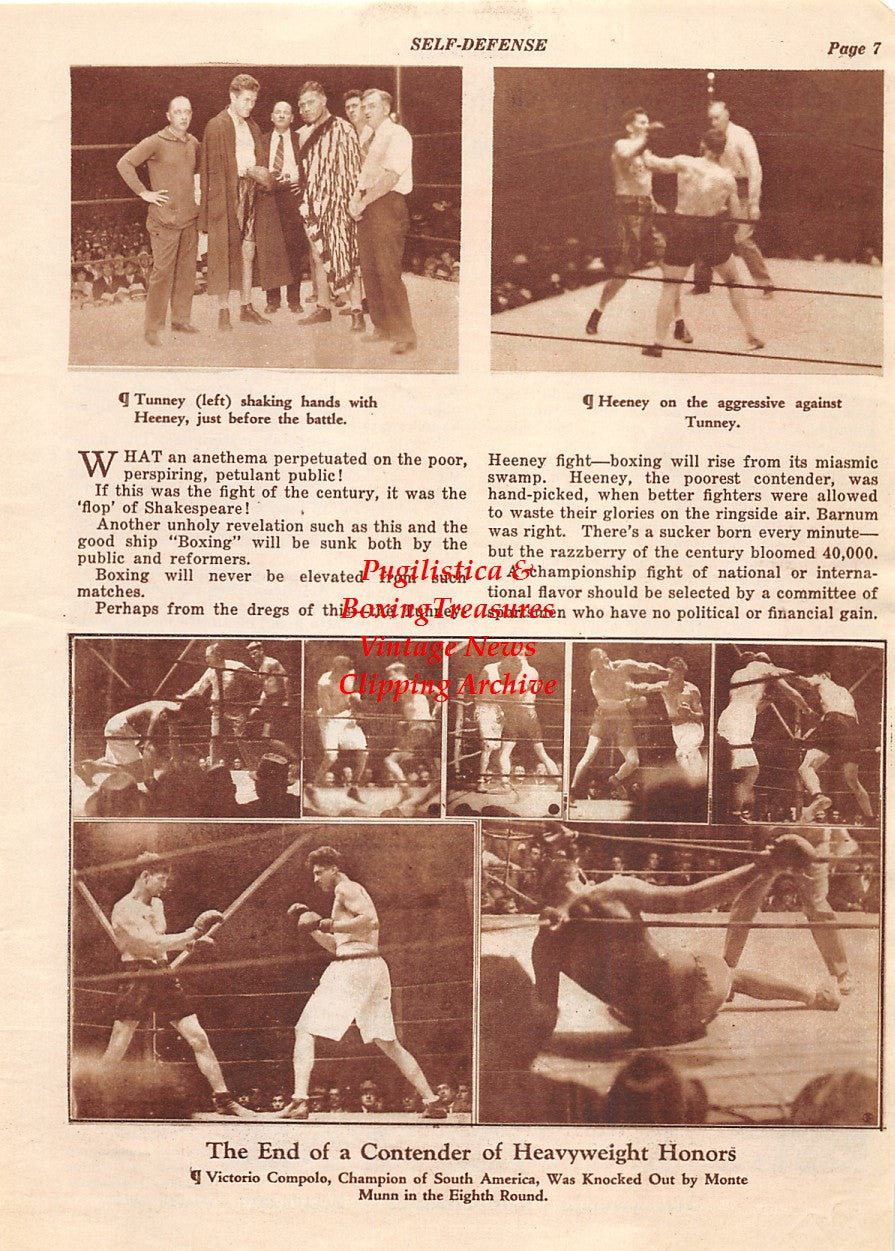 Boxing News Clipping #2110 - Gene Tunney vs. Tom Heeney, Victorio Campolo vs. Monte Munn