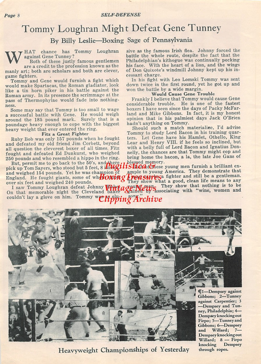 Boxing News Clipping #2110 - Gene Tunney vs. Tom Heeney, Victorio Campolo vs. Monte Munn