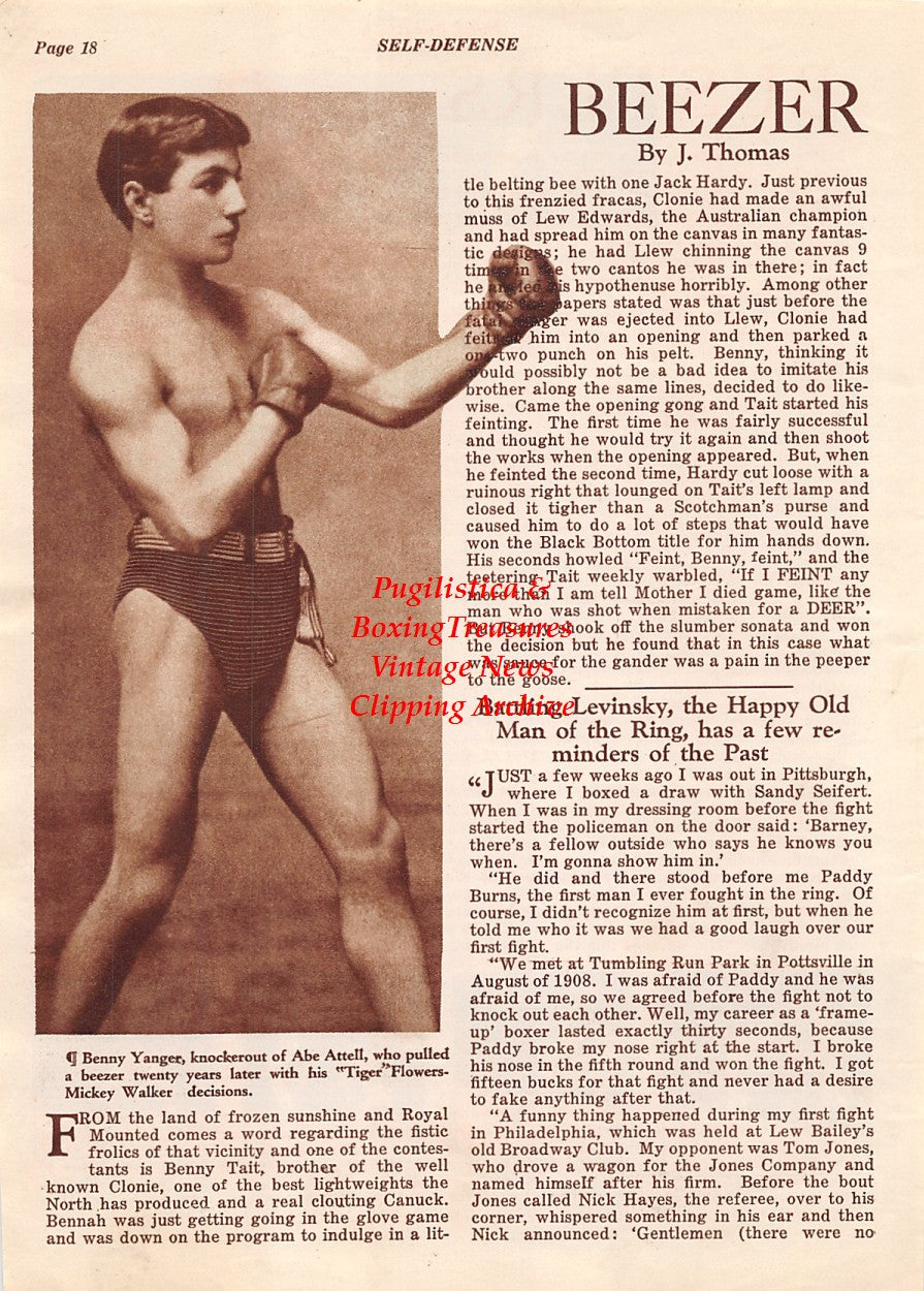 Boxing News Clipping #2113 - Benny Yanger, Robert Fitzsimmons