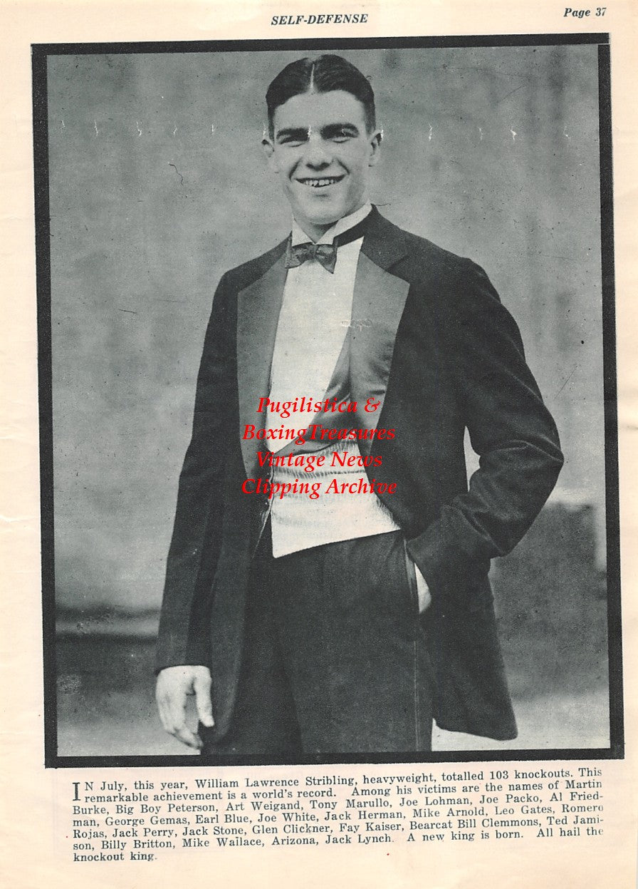 Boxing News Clipping #2120 - Young Stribling full page pin-up