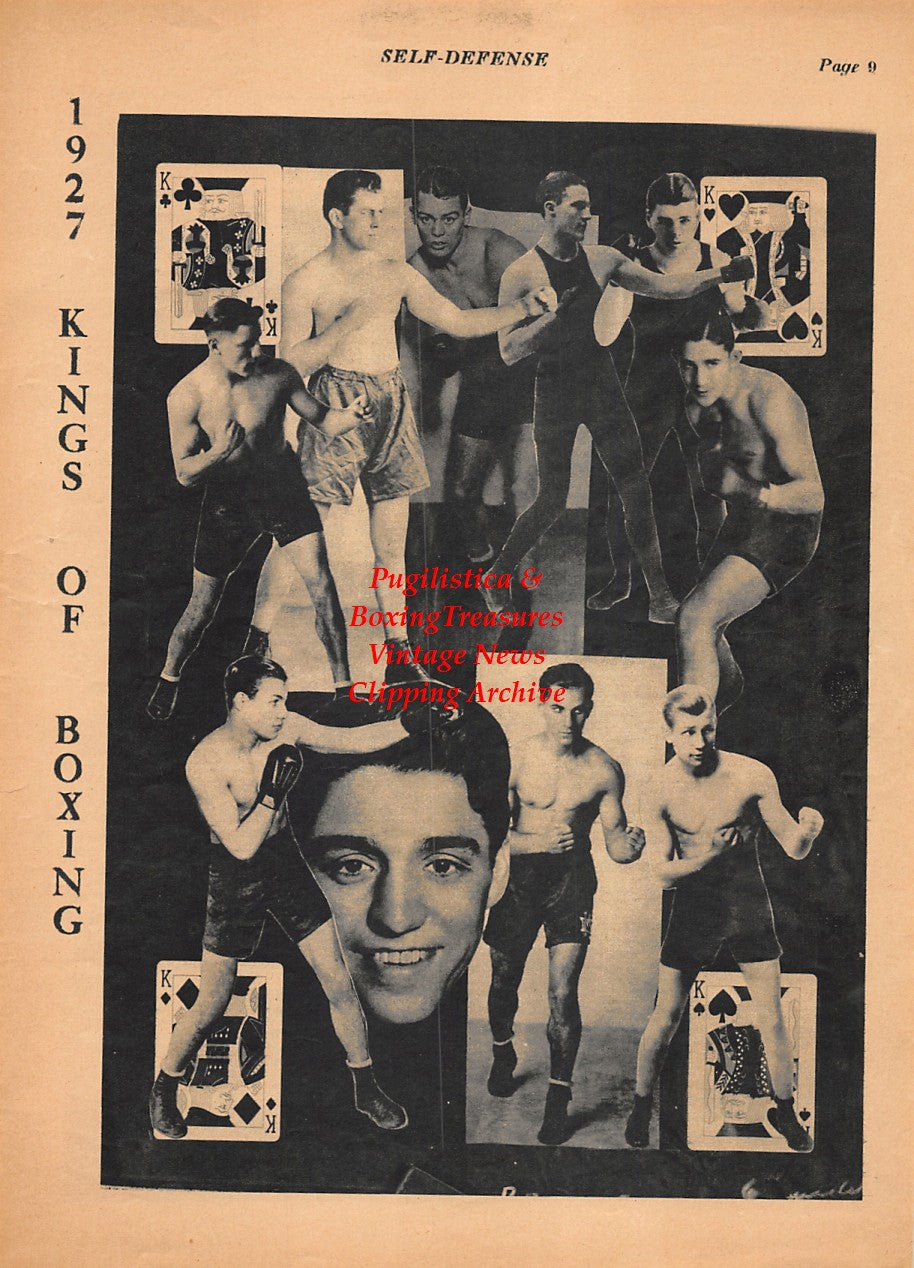 Boxing News Clipping #2126 - 1927 Kings Of Boxing Pin-up, Gene Tunney, Sammy Mandell, Young Griffo and more