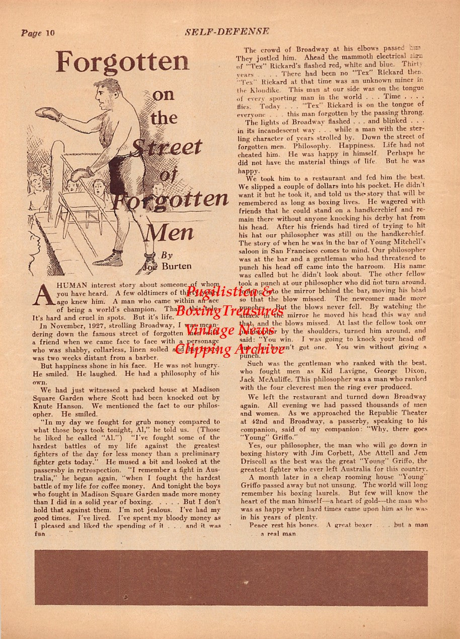 Boxing News Clipping #2126 - 1927 Kings Of Boxing Pin-up, Gene Tunney, Sammy Mandell, Young Griffo and more