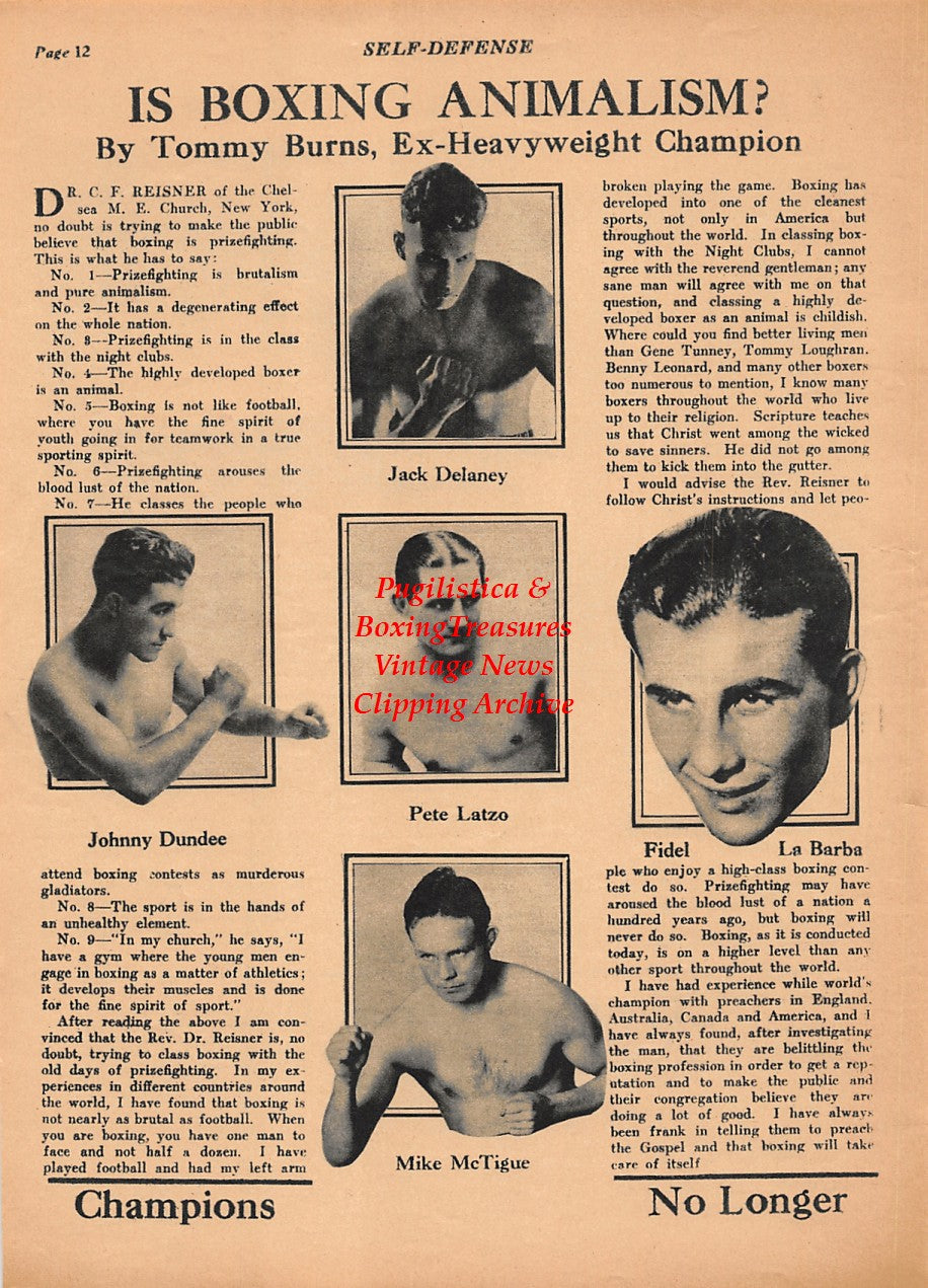Boxing News Clipping #2127 - Tiger Flowers memorial, Harry Greb, Walk Miller, Jack Delaney, Johnny Dundee, Pete Latzo, Mike McTigue, Fidel LaBarba