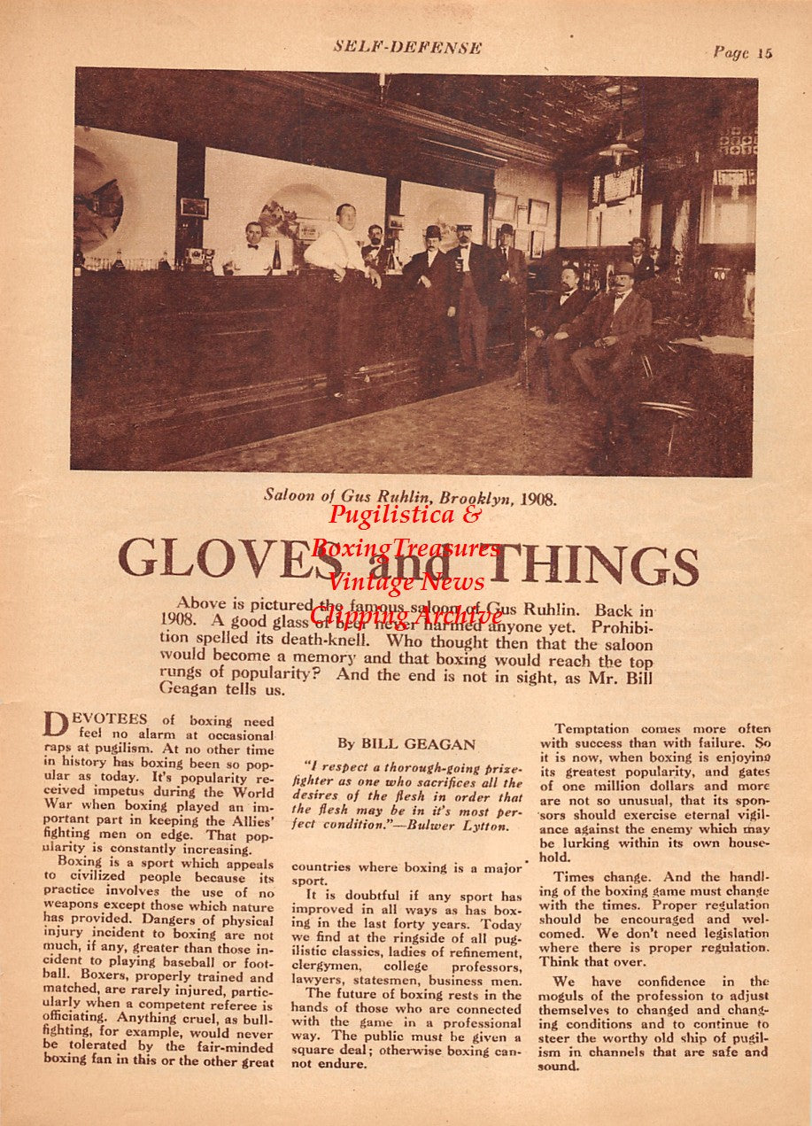 Boxing News Clipping #2129 - Gus Ruhlin bar in Brooklyn, Peter Maher