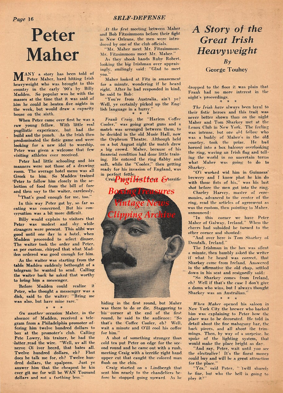 Boxing News Clipping #2129 - Gus Ruhlin bar in Brooklyn, Peter Maher