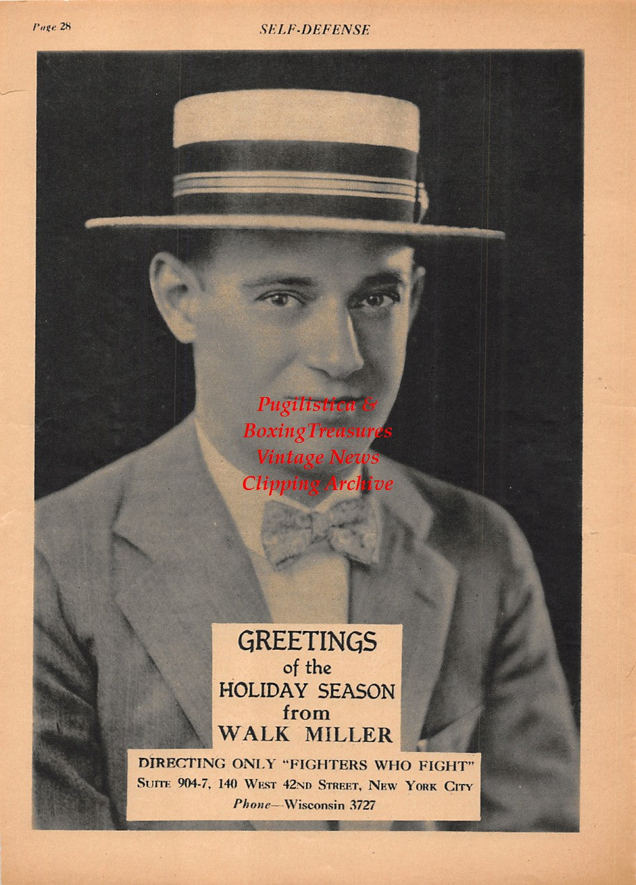 Boxing News Clipping #2133 - Walk Miller full page pin-up