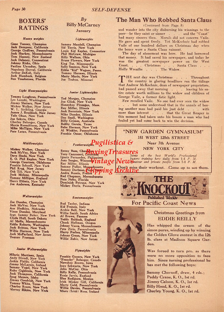 Boxing News Clipping #2134 - Billy McCarney, Joe Jacobs, Eddie Reilly