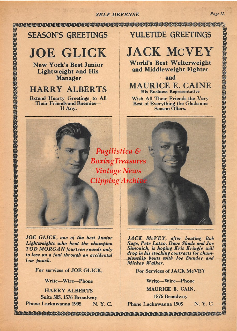 Boxing News Clipping #2136 - Joe Glick, Jack McVey, Humbert J. Fugazy