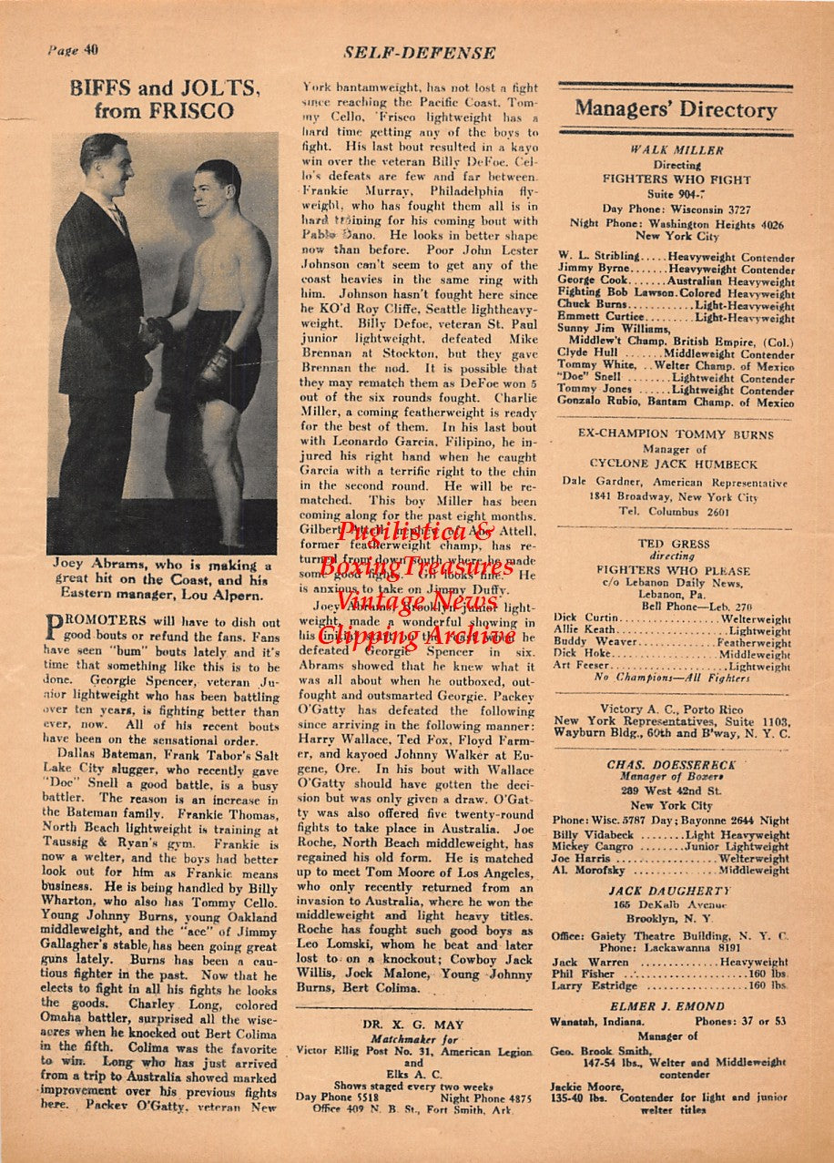 Boxing News Clipping #2139 - Bruce Flowers, Jack Duffy, Andy Neiderrieter, Joey Abrams, Lou Alpern
