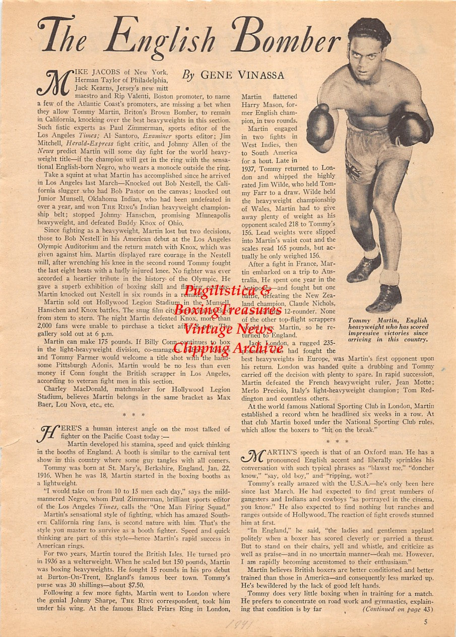 Boxing News Clipping #2143 - Tommy Martin (British Heavyweight)