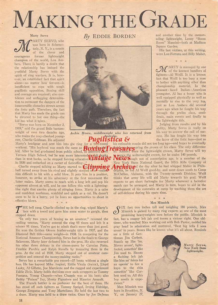 Boxing News Clipping #2149 - Archie Moore, Marty Servo