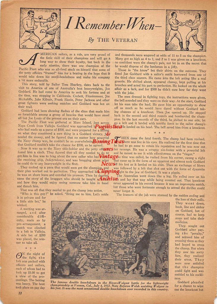 Boxing News Clipping #215 - Joe Rivers vs. Ad Wolgast