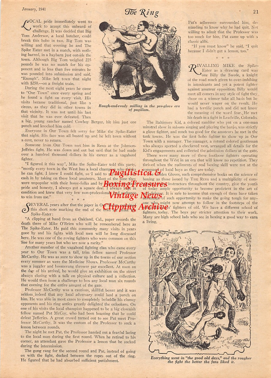 Boxing News Clipping #2151 - Tommy Gibbons, Mike Gibbons, Billy Soose, Dick Powell