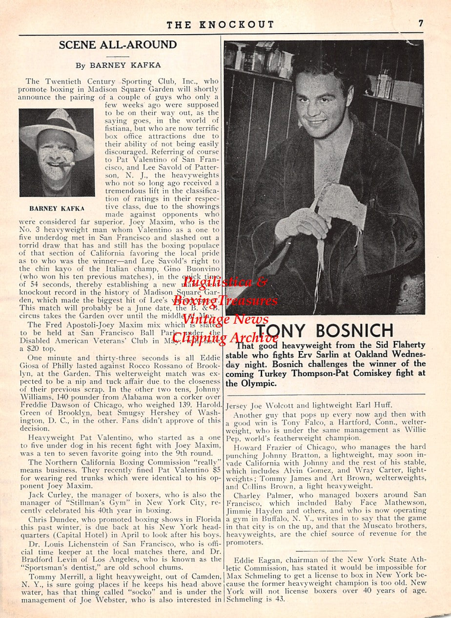 Boxing News Clipping #2161 - Tony Bosnich, wrestler Jack Carter