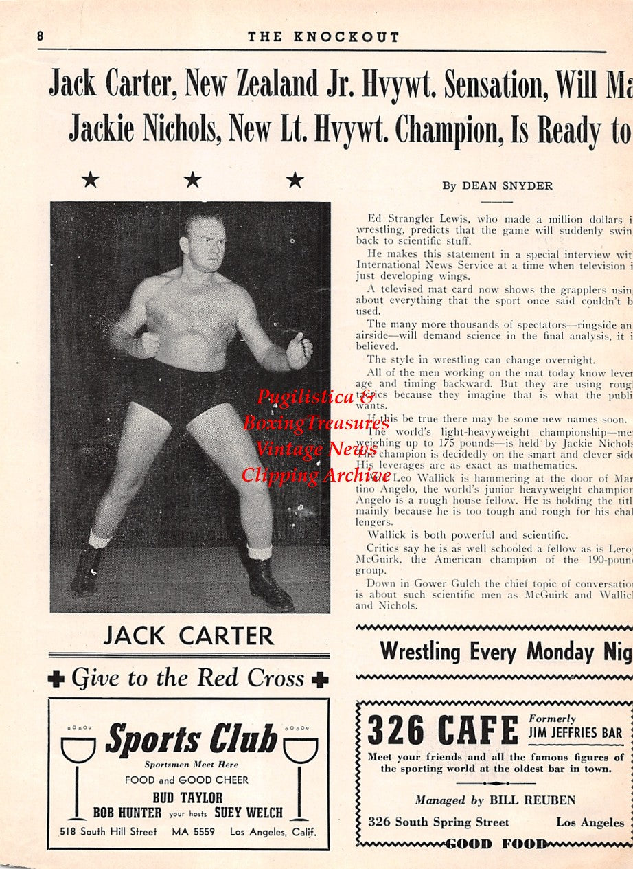 Boxing News Clipping #2161 - Tony Bosnich, wrestler Jack Carter