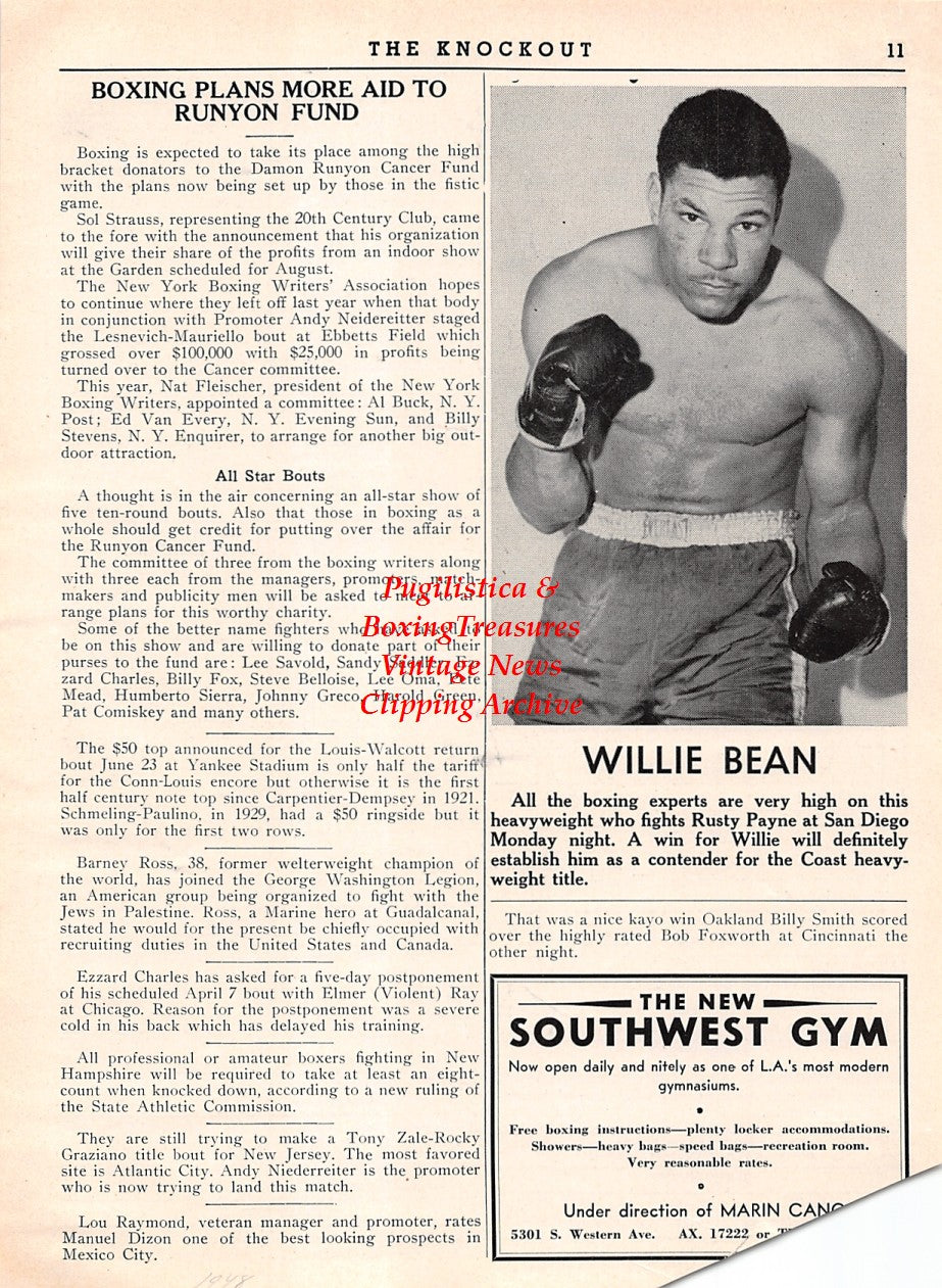 Boxing News Clipping #2162 - Willie Bean