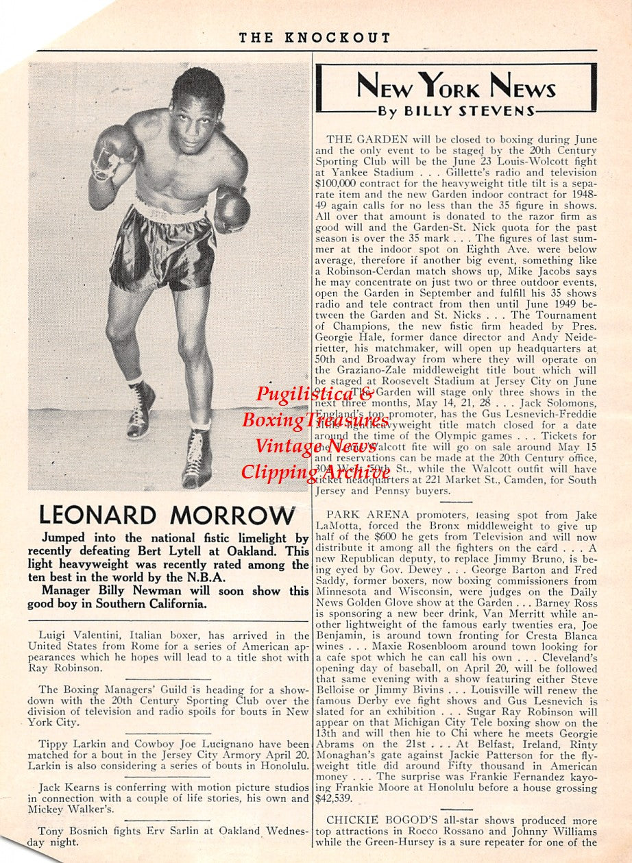 Boxing News Clipping #2163 - Leonard Morrow