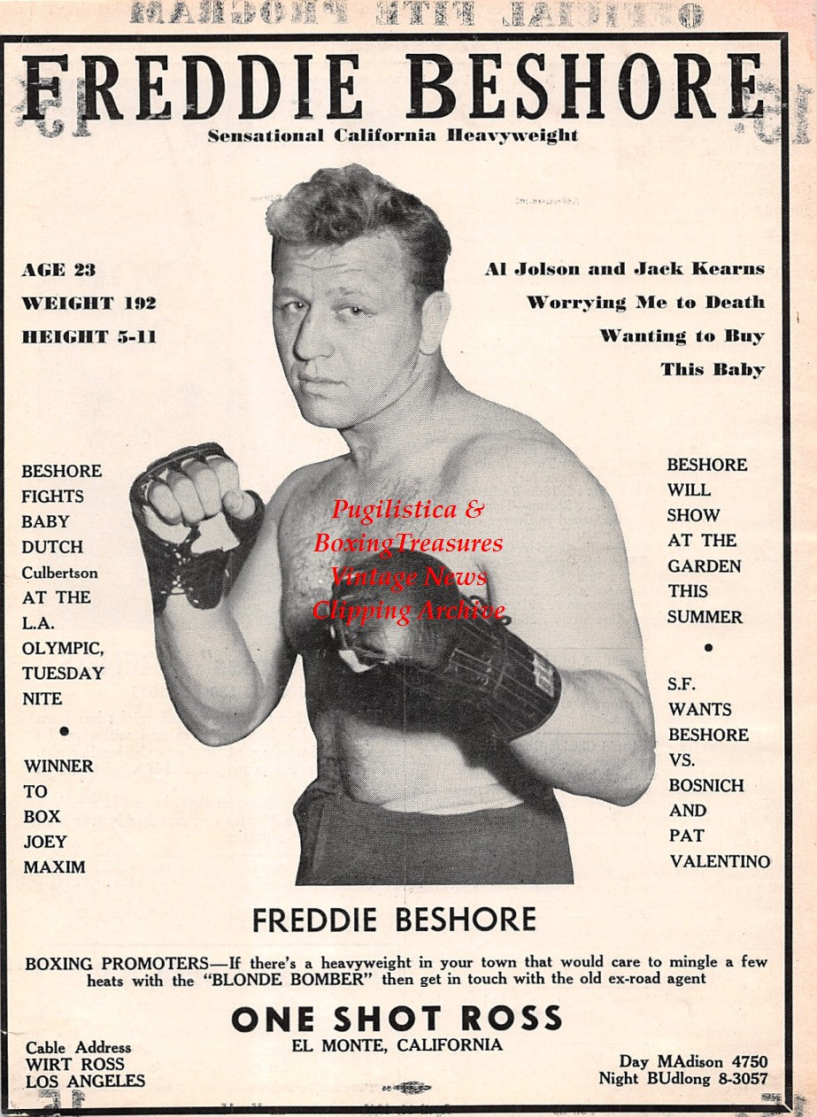 Boxing News Clipping #2164 - Freddie Beshore, Alex Arenas
