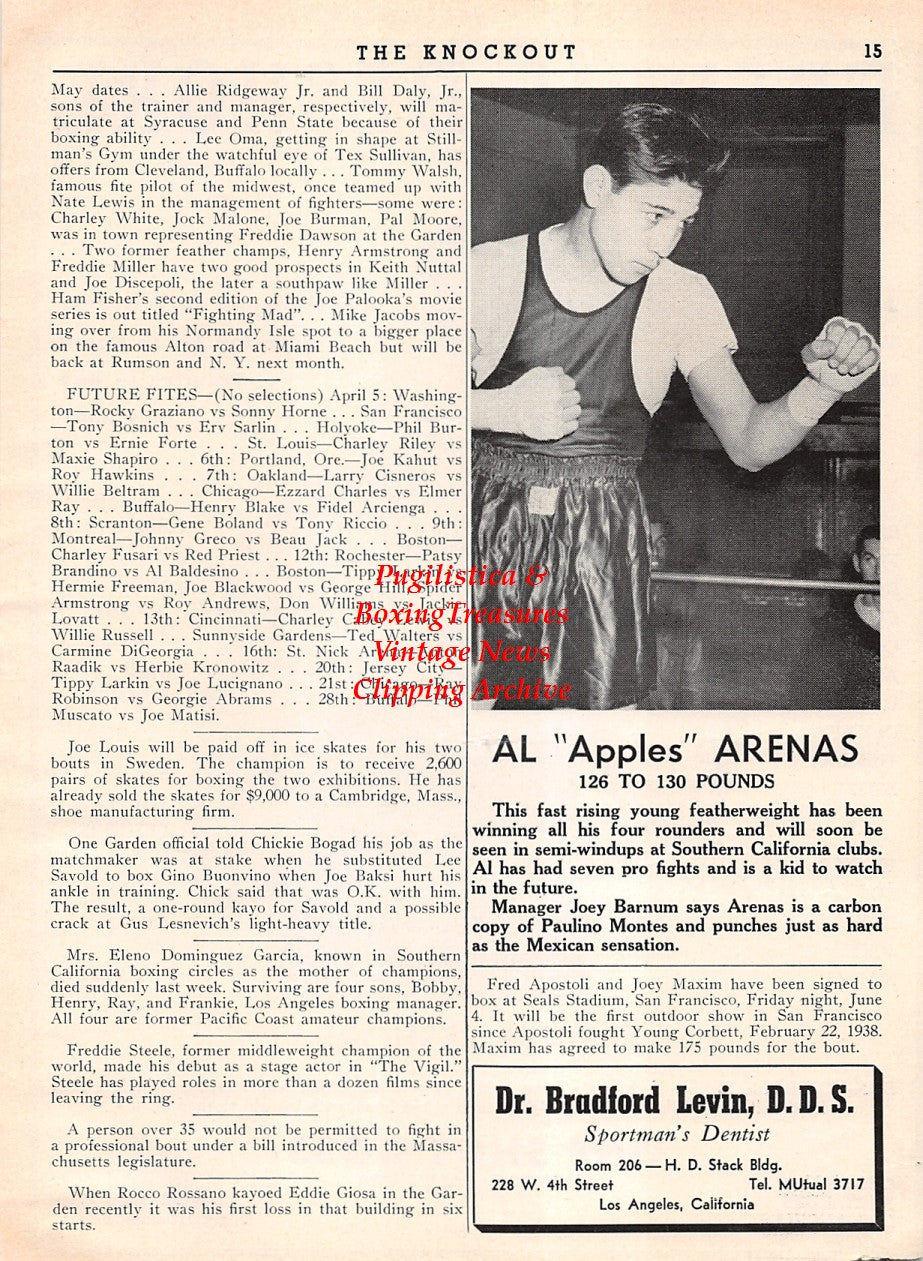 Boxing News Clipping #2164 - Freddie Beshore, Alex Arenas