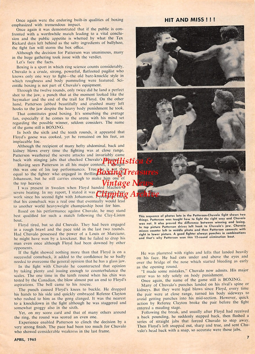 Boxing News Clipping #2166 - Floyd Patterson vs. George Chuvalo