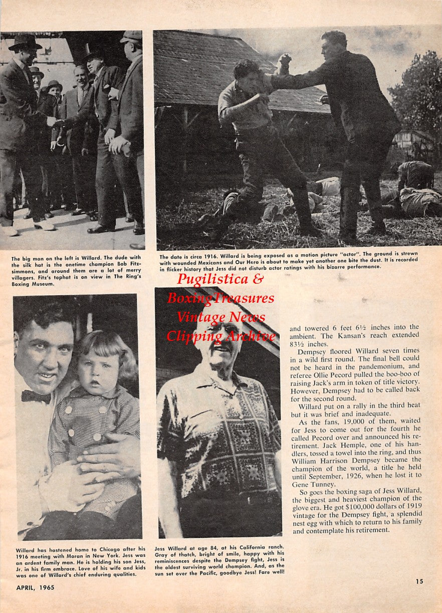 Boxing News Clipping #2170 - Jess Willard, Bob Fitzsimmons, Gene Tunney