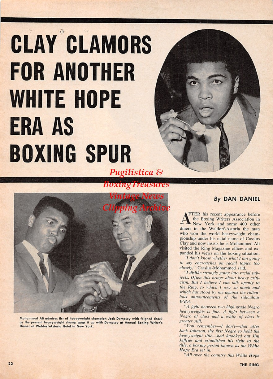 Boxing News Clipping #2173 - Jack Dempsey with Muhammad Ali, Vicente Saldivar