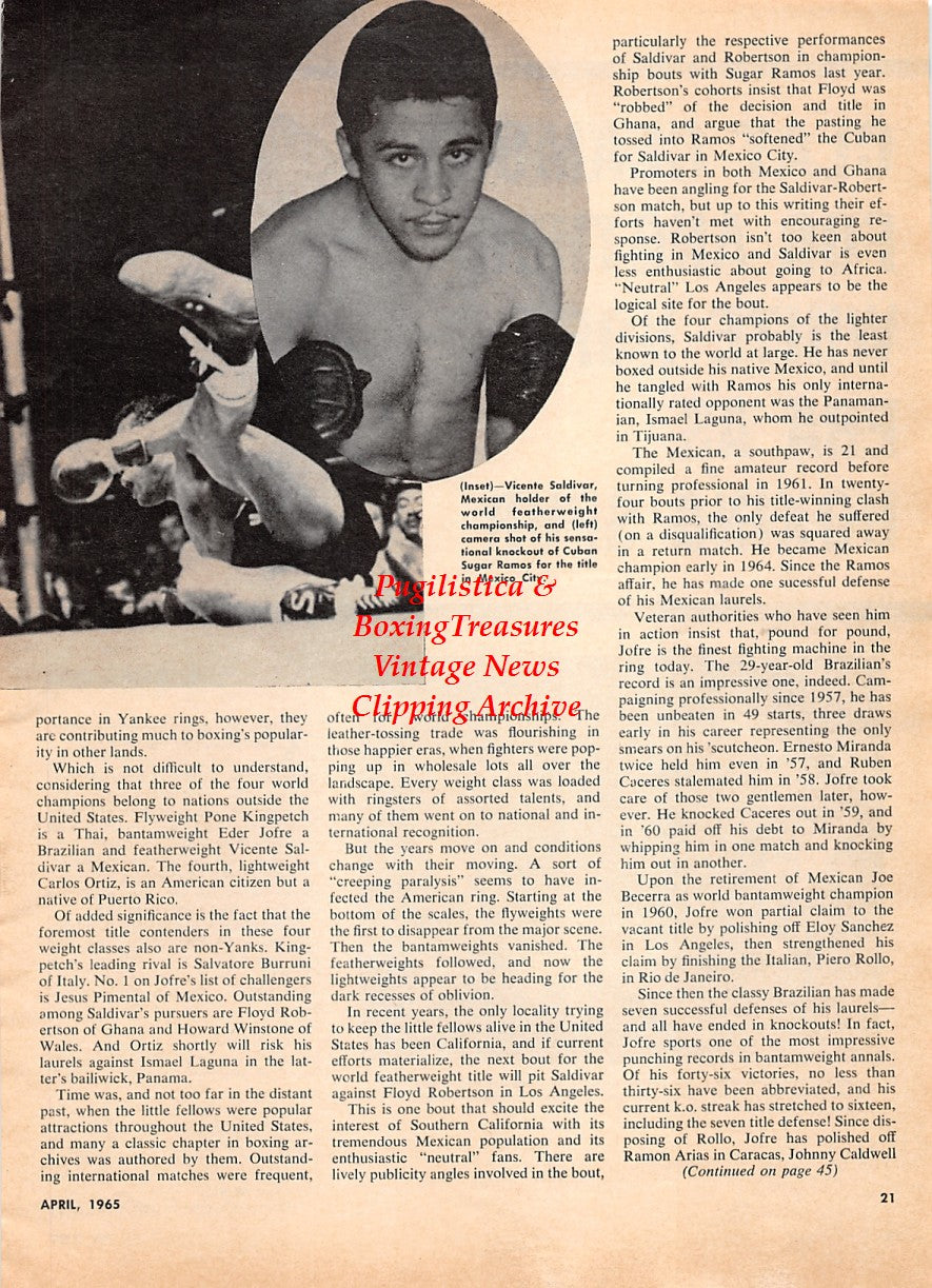 Boxing News Clipping #2173 - Jack Dempsey with Muhammad Ali, Vicente Saldivar