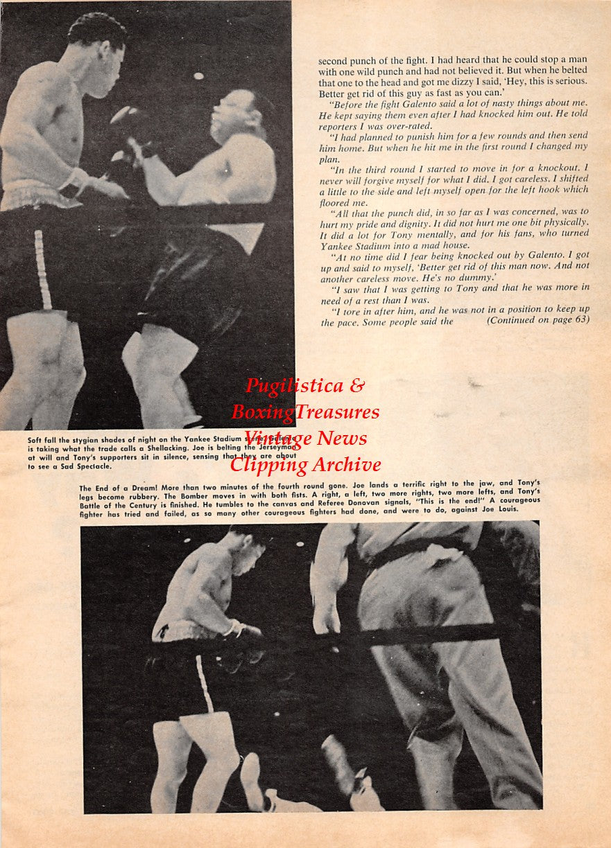 Boxing News Clipping #2176 - Ray Patterson, Chuck Wepner, Joe Louis vs. Tony Galento