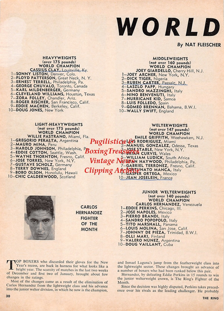 Boxing News Clipping #2177 - Ray Patterson vs. Chuck Wepner, Carlos Hernandez