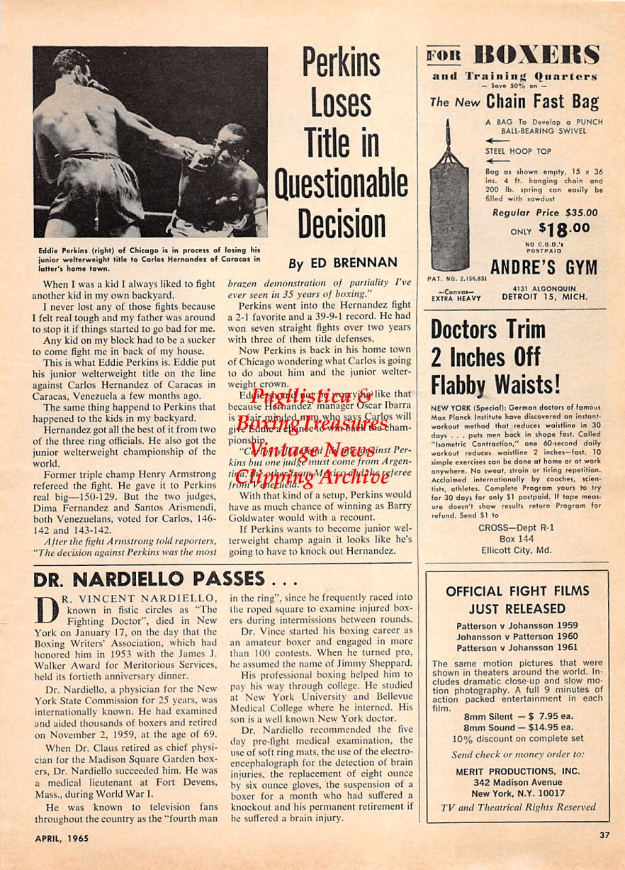 Boxing News Clipping #2178 - Harold Valan, Eddie Perkins vs. Carlos Hernandez