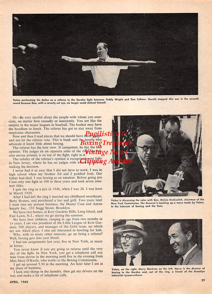 Boxing News Clipping #2179 - Harold Valan, Melvin Krulewitch, Harry Markson, Jack Singer, Billy Graham, Johnny Colan, Ernie Durando