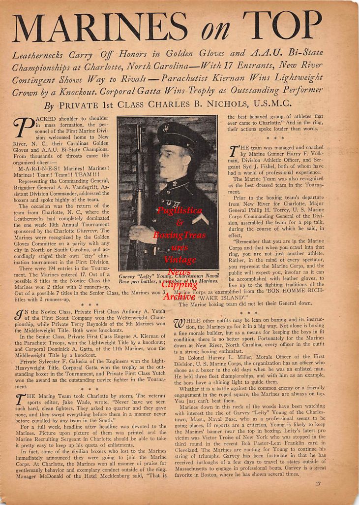 Boxing News Clipping #218 - Carmine Fatta, Lou Brooks, Garvey "Lefty" Young