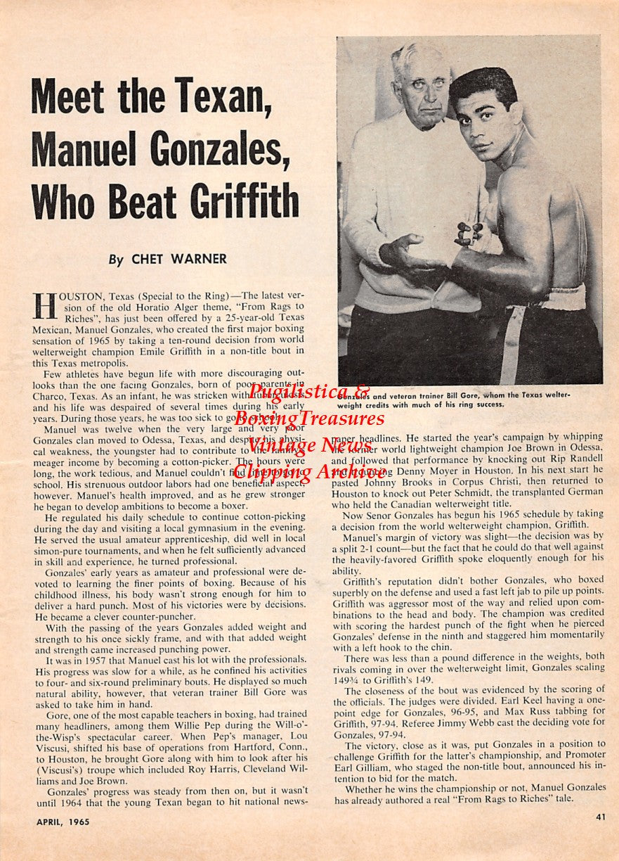 Boxing News Clipping #2180 - Manuel Gonzales and trainer Bill Gore