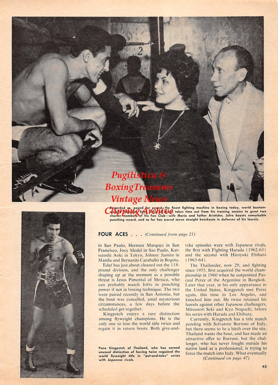 Boxing News Clipping #2182 - Eder Jofre, Pone Kingpetch, Dave Charnley