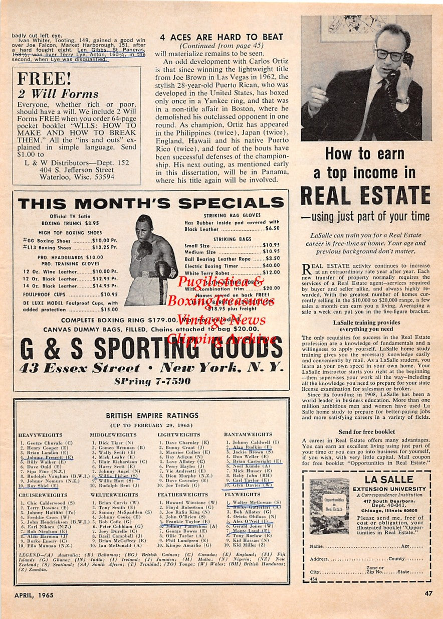 Boxing News Clipping #2183 - Bobby Cassidy, Johnny Addie