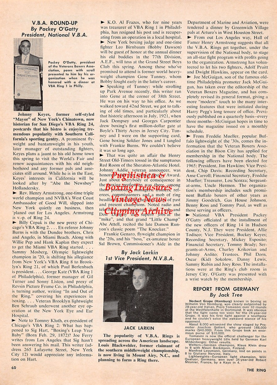 Boxing News Clipping #2187 - Johnny Featherman, Packey O'Gatty, Jack Larkin