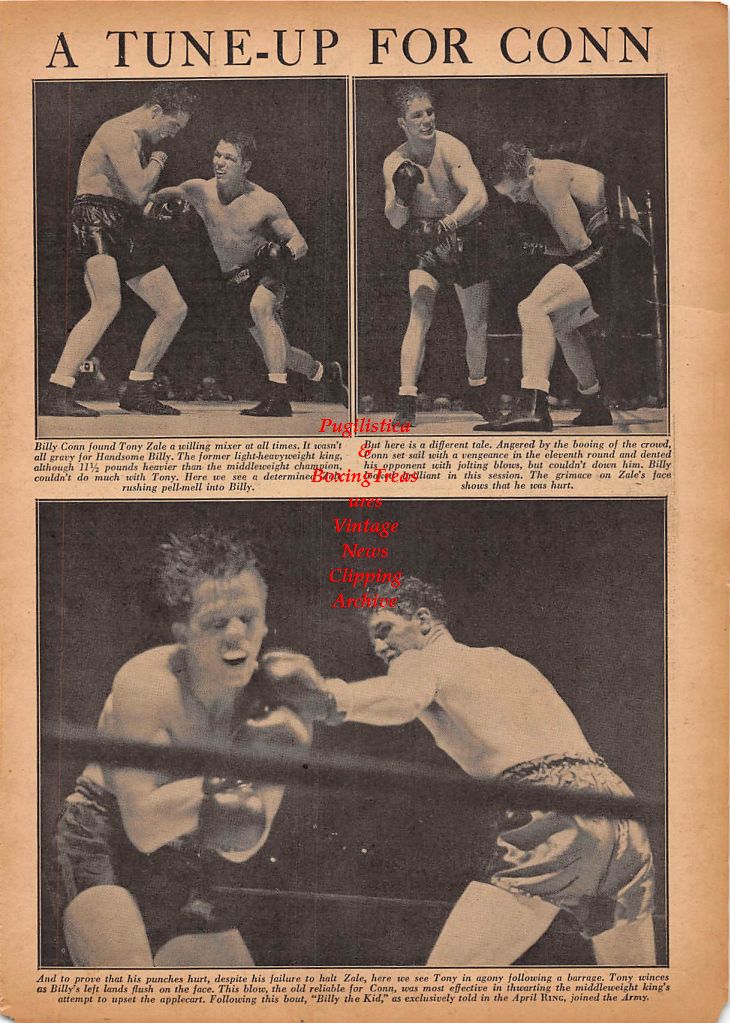 Boxing News Clipping #219 - Billy Conn vs. Tony Zale, Abe Denner, Harry Jeffra