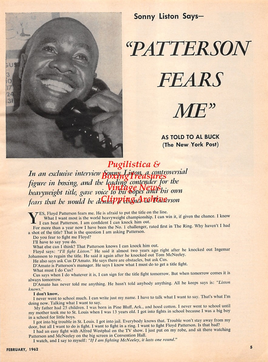 Boxing News Clipping #2191 - Sonny Liston, Georgie Katz, Alfred Klein, Morton Witkin
