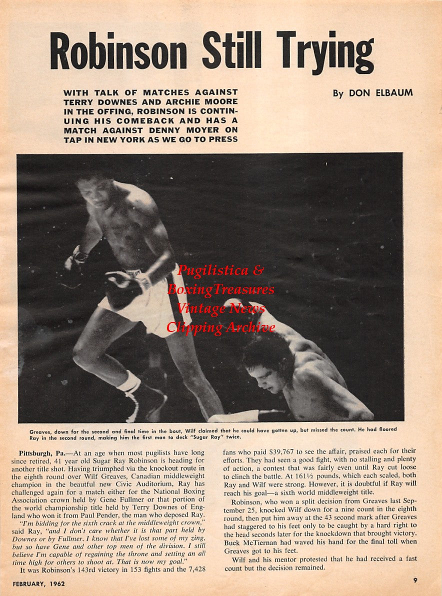 Boxing News Clipping #2193 - Floyd Patterson vs. Tom McNeeley, Sugar Ray Robinson vs. Wilf Greaves