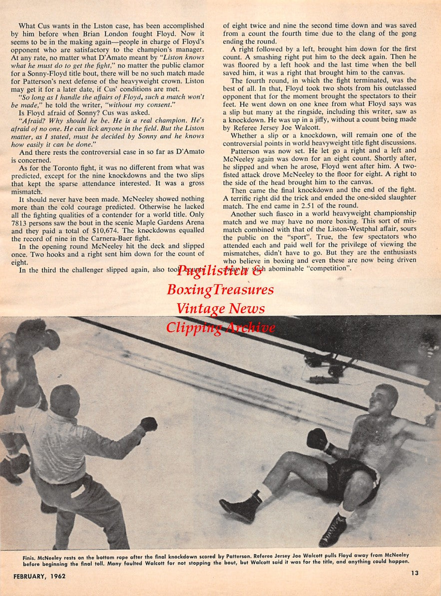 Boxing News Clipping #2195 - Paul Pender vs. Terry Downes, Harold Johnson vs. Jesse Bowdry, Floyd Patterson vs. Tom McNeeley