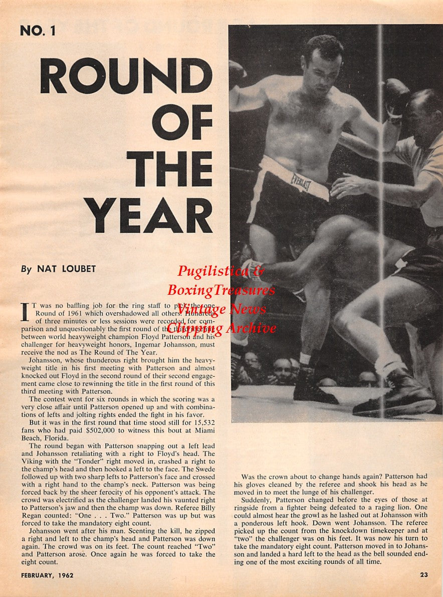 Boxing News Clipping #2199 - Ingemar Johansson vs Floyd Patterson, Benny Paret vs. Emile Griffith, Johnny Caldwell vs Alphonse Halimi, Terry Downes vs Paul Pender, Carmen Basilio vs Paul Pender, Tom McNeeley vs Floyd Patterson and more