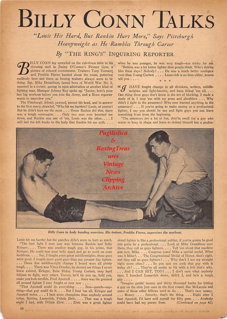 Boxing News Clipping #220 - Billy Conn, Freddie Fierro