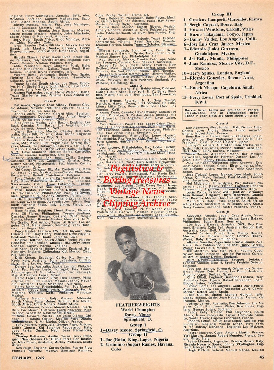Boxing News Clipping #2202 - Tony Zale, Clarence Calloway, John Velthoen, Harley Cooper, Carlos Ortiz vs Paolo Rosi
