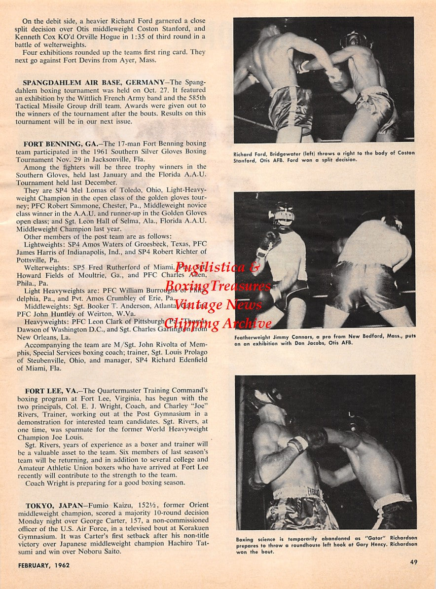 Boxing News Clipping #2203 - Sadao Yaoita vs Little Rufe, Sixto Rodriguez vs Mauro Mina, Mick Leahy vs Ted Wright, Yama Bahama vs Farid Salim, Richard Ford vs Coston Stanford, Jimmy Connors vs Don Jacobs, Gator Richardson vs Gary Hency
