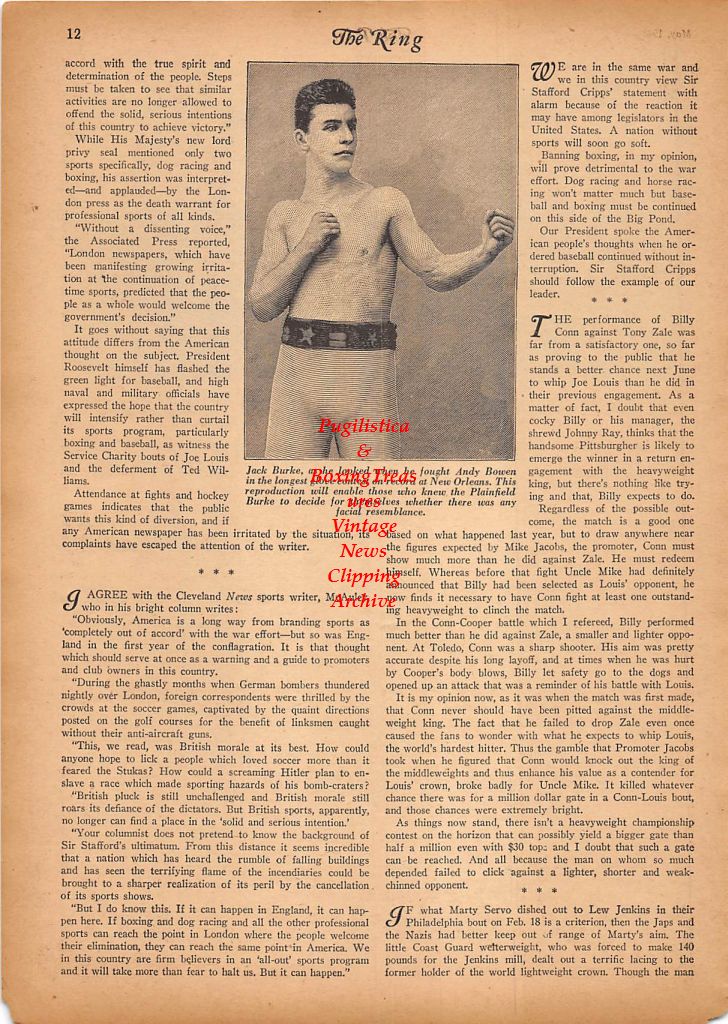 Boxing News Clipping #221 - Jack Burke, Lou Ambers