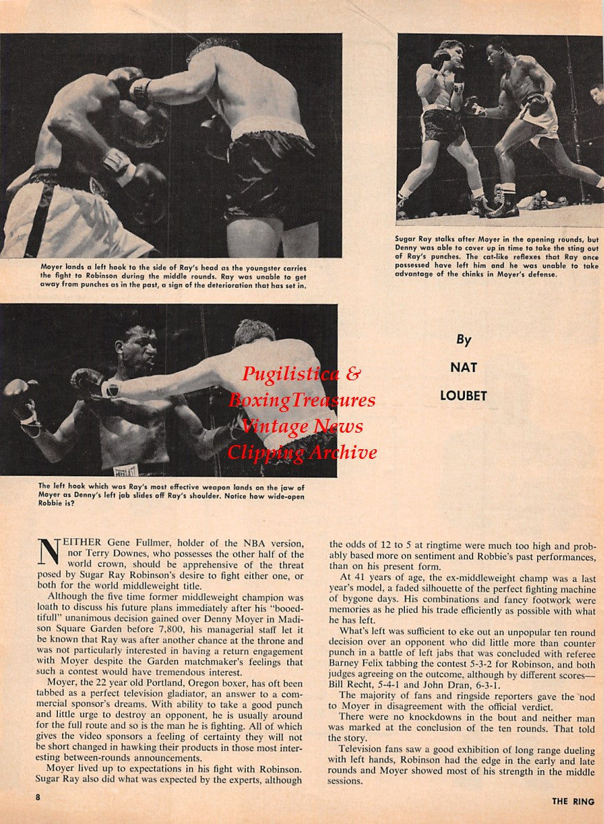 Boxing News Clipping #2210 - Emile Griffith vs. Benny Kid Paret, Denny Moyer vs. Sugar Ray Robinson