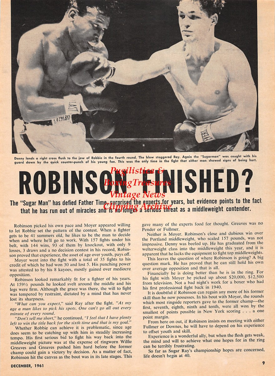 Boxing News Clipping #2211 - Joe Gans vs. Terry McGovern, Sugar Ray Robinson vs. Denny Moyer