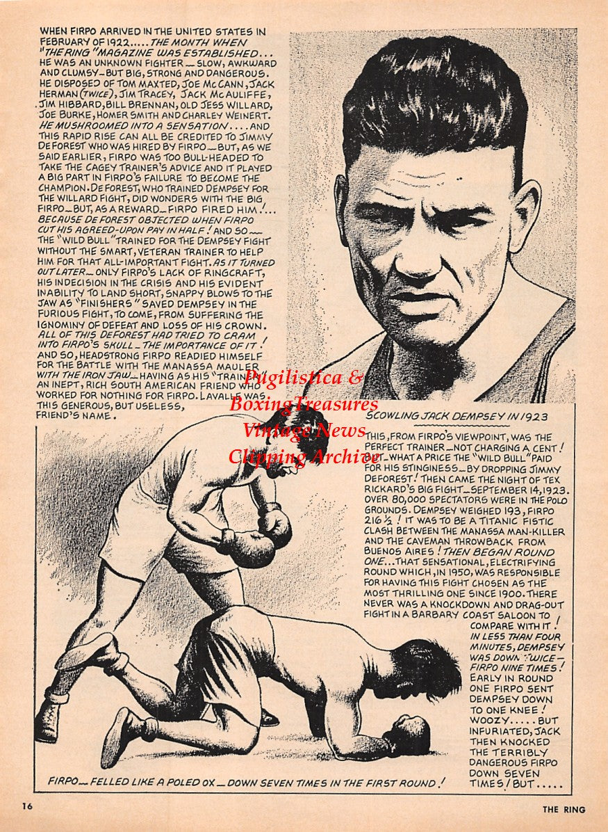 Boxing News Clipping #2214 - Luis Angel Firpo vs. Jack Dempsey