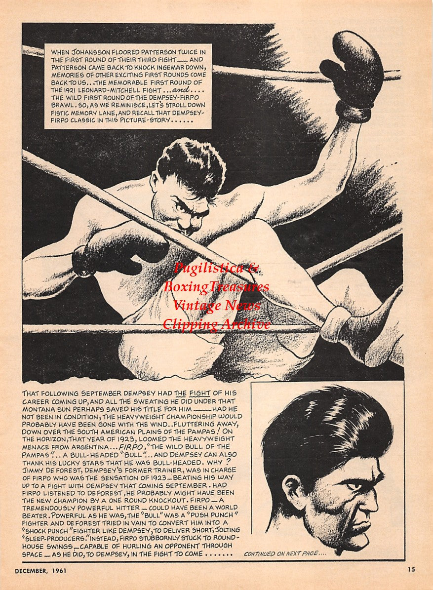 Boxing News Clipping #2214 - Luis Angel Firpo vs. Jack Dempsey